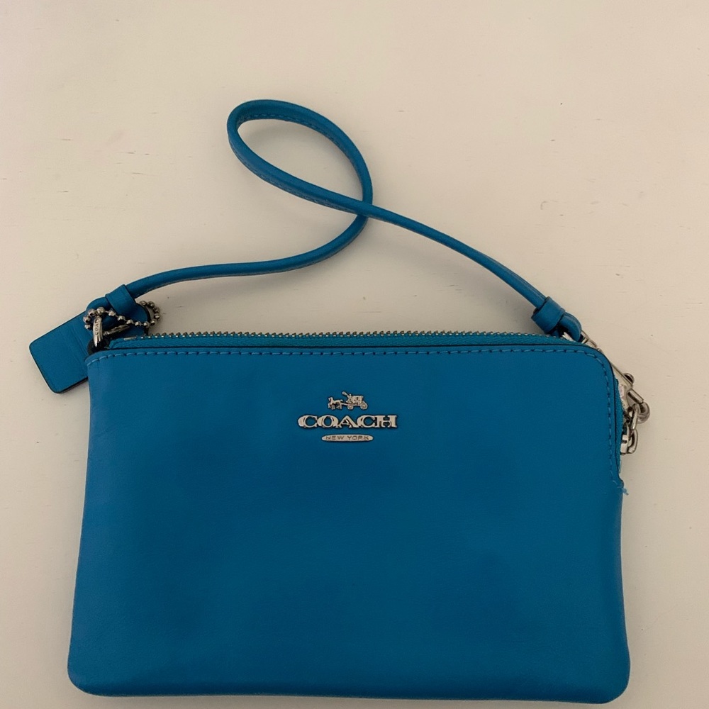 Blue coach wristlet